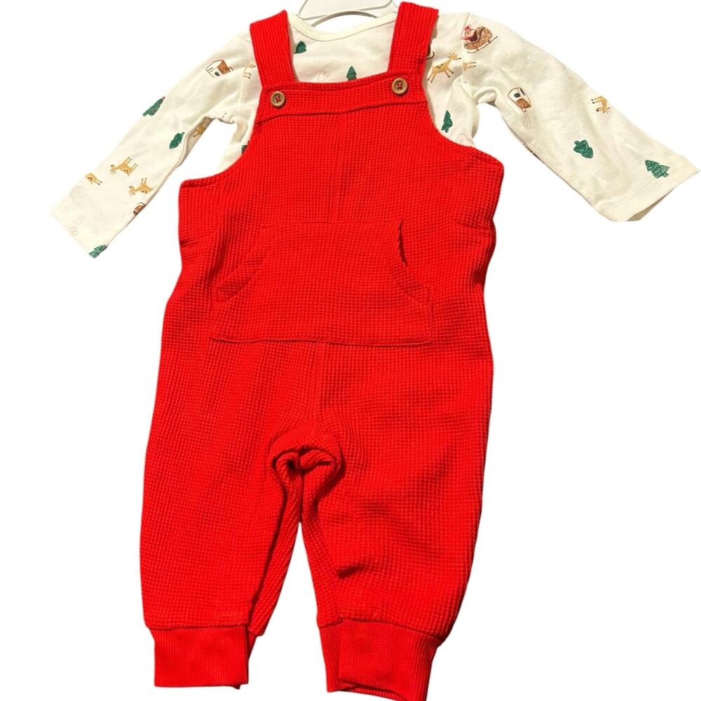 Carter’s NWT 6M boys holiday overalls with Christmas shirt
